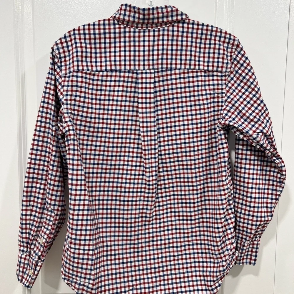 Ralph Lauren Boys Red Blue Gingham Plaid Button Down Shirt Size 14